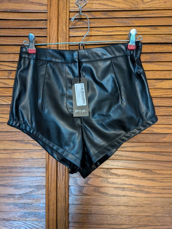Nasty Gal Pants - Nasty Gal Black Faux Leather High Rise Tailored Shorts